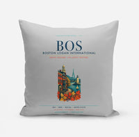 Thumbnail for Boston Logan International Airport (BOS) design on light gray pillow