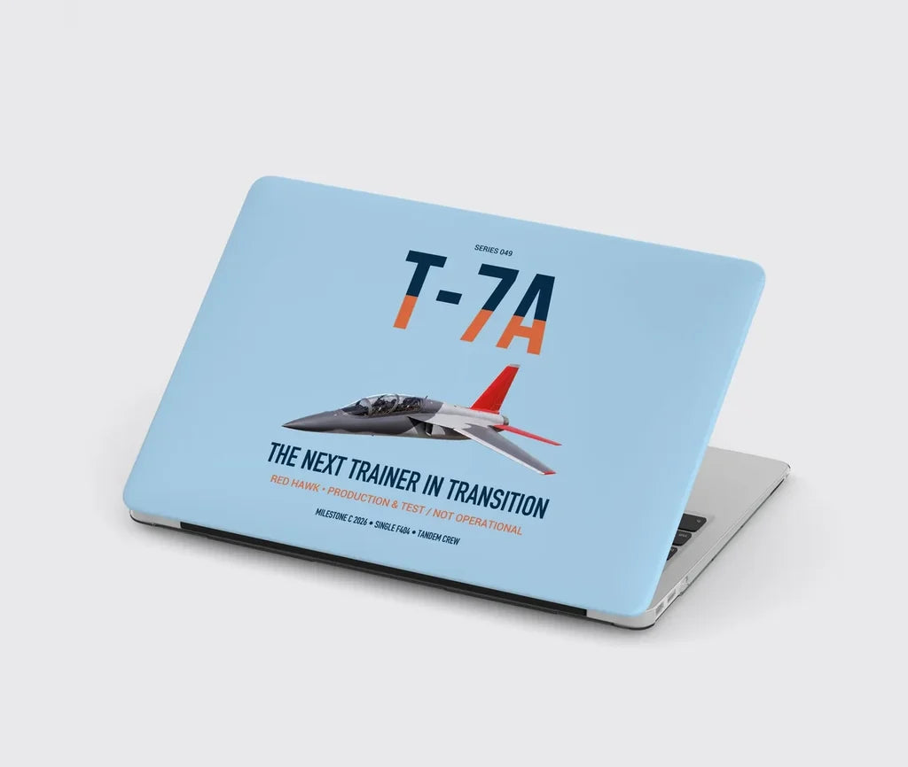 T-7A Red Hawk design on light blue MacBook case