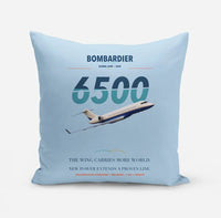 Thumbnail for Bombardier Global 6500 design on light blue pillow