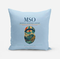 Thumbnail for Missoula Montana Airport (MSO) design on light blue pillow