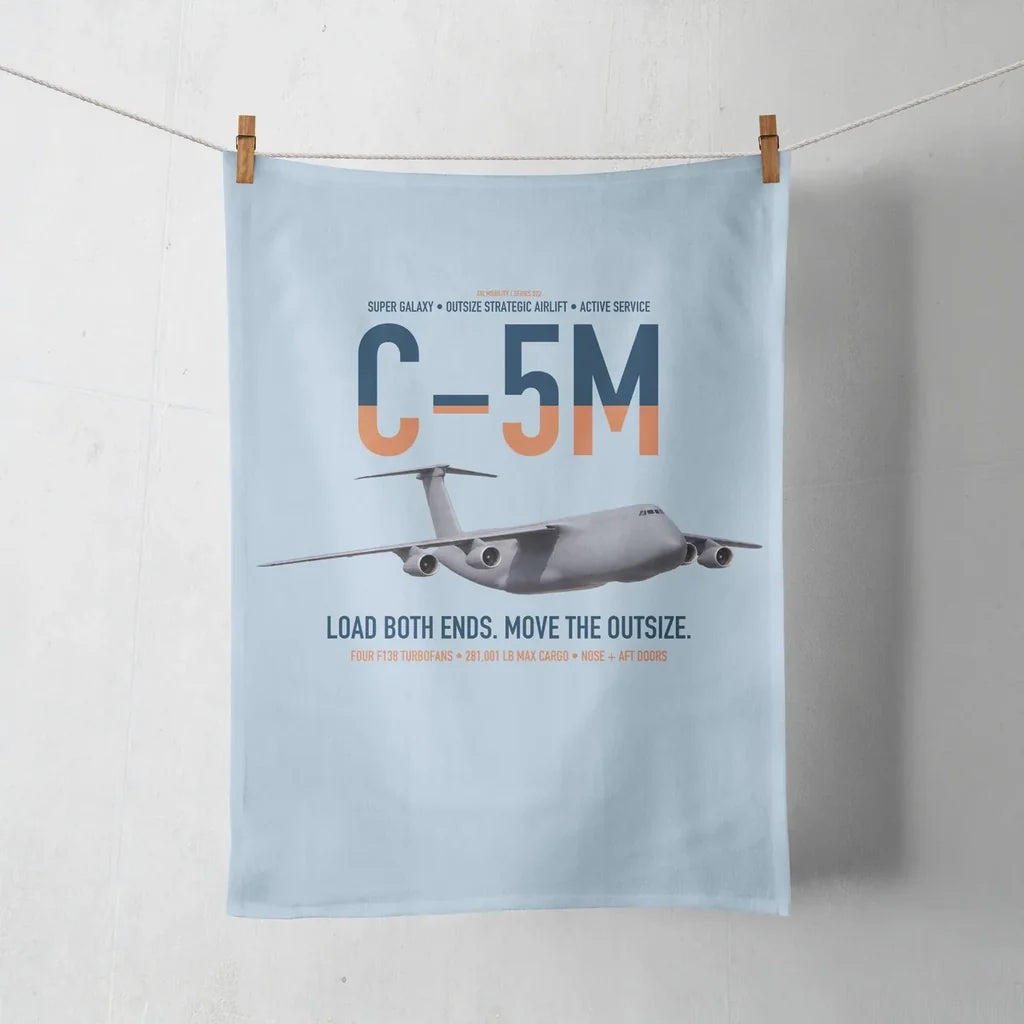 C-5M Super Galaxy design on light blue towel