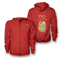 Thumbnail for Tawau Airport (TWU) design on red premium zipped hoodie