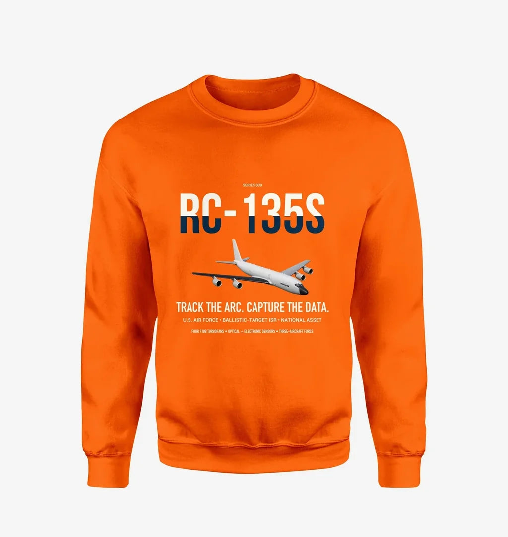 RC-135S Cobra Ball design on orange sweatshirt