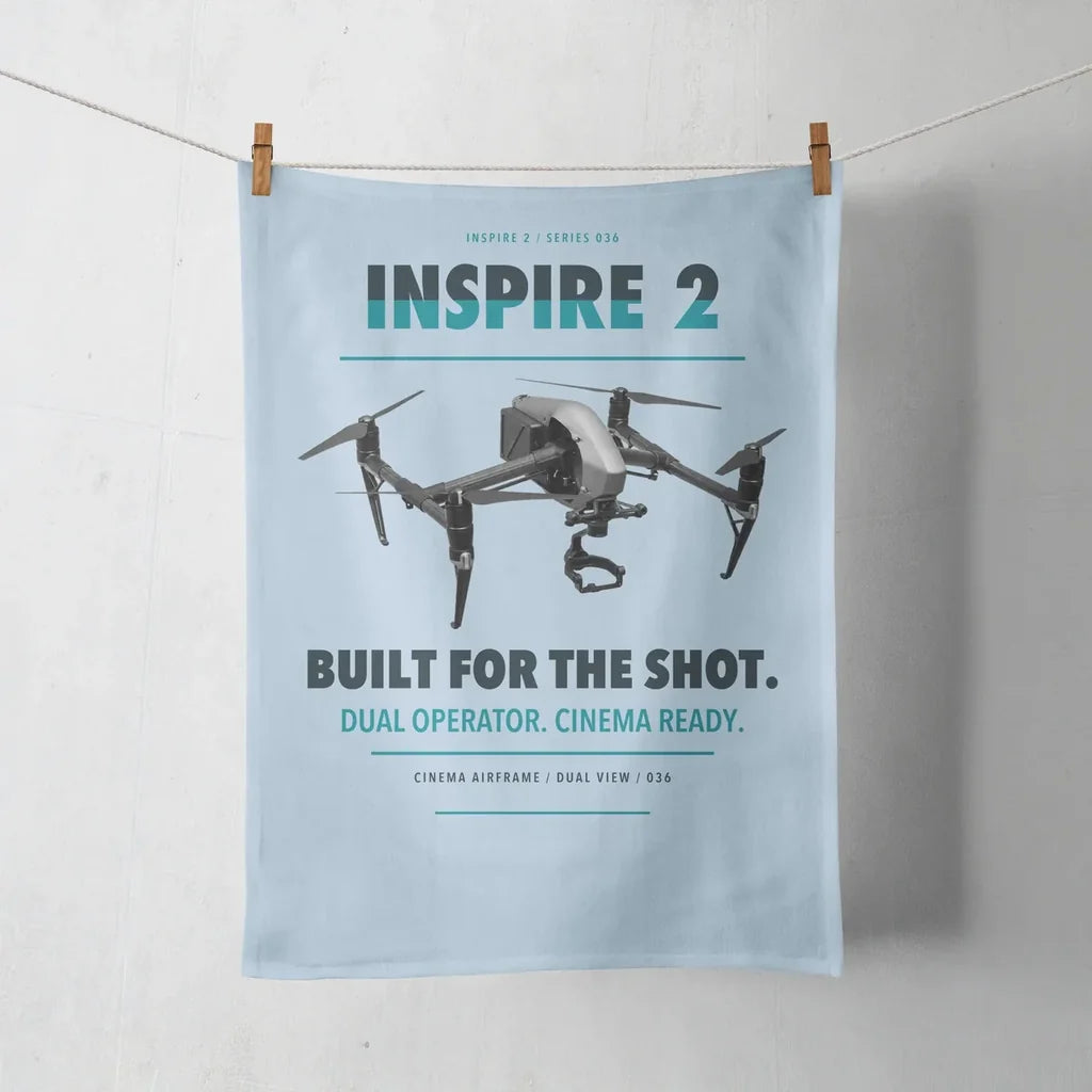DJI Inspire 2 design on light blue towel