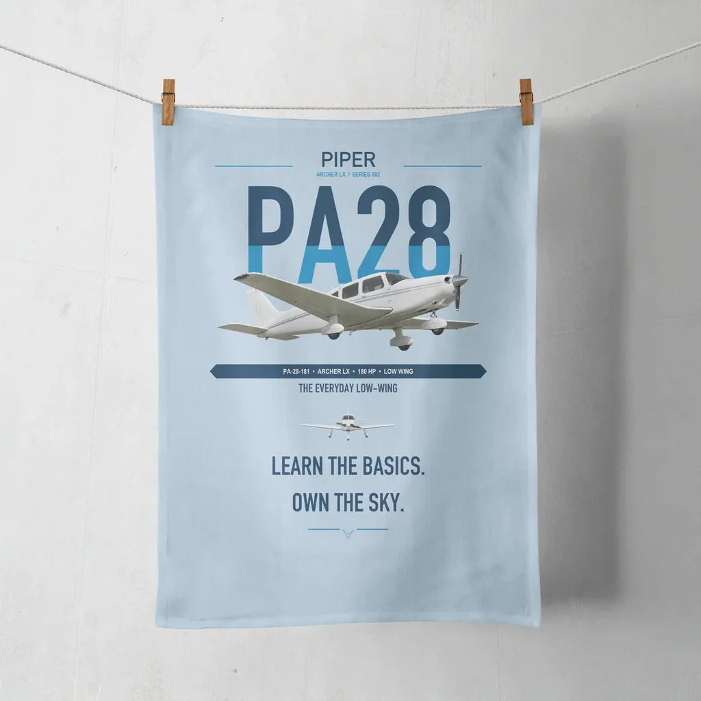 Piper PA-28-181 Archer LX design on light blue towel