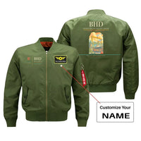 Thumbnail for George Best Belfast City Airport (BHD) design on green bomber jacket with custom name patch