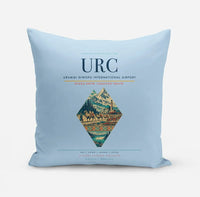 Thumbnail for Urumqi Diwopu International Airport (URC) design on light blue pillow
