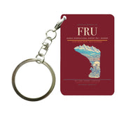 Thumbnail for Manas International Airport FRU — Bishkek Key Chain design on dark red key chain