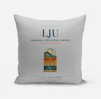 Thumbnail for Ljubljana Jože Pučnik Airport (LJU) design on light gray pillow