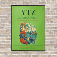 Thumbnail for Billy Bishop Toronto City Airport YTZ vertical canvas print - framed - light green background