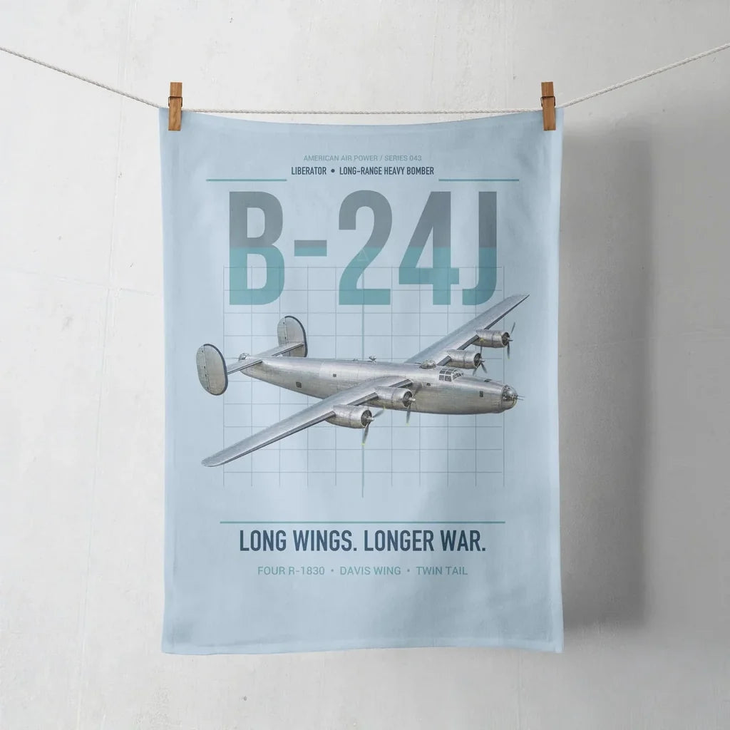 B-24J Liberator design on light blue towel