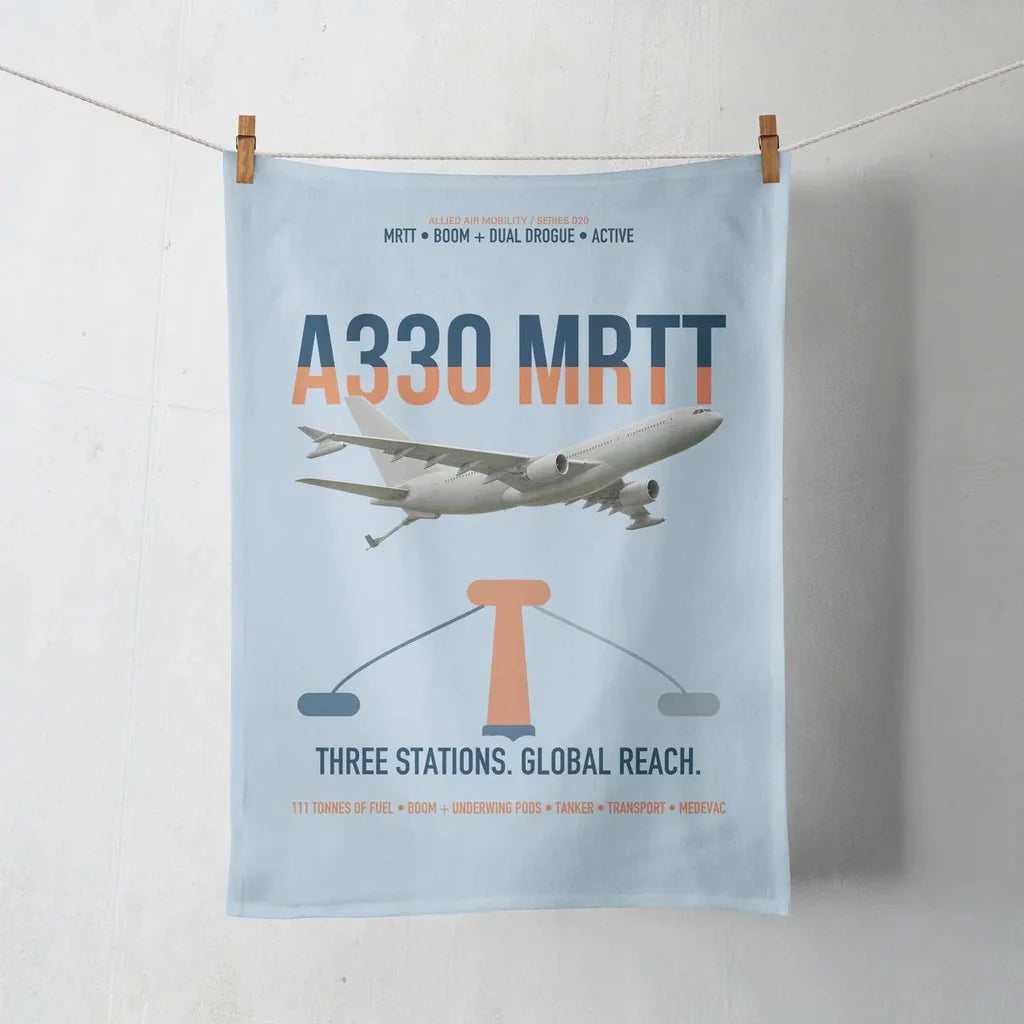 Airbus A330 MRTT design on light blue towel