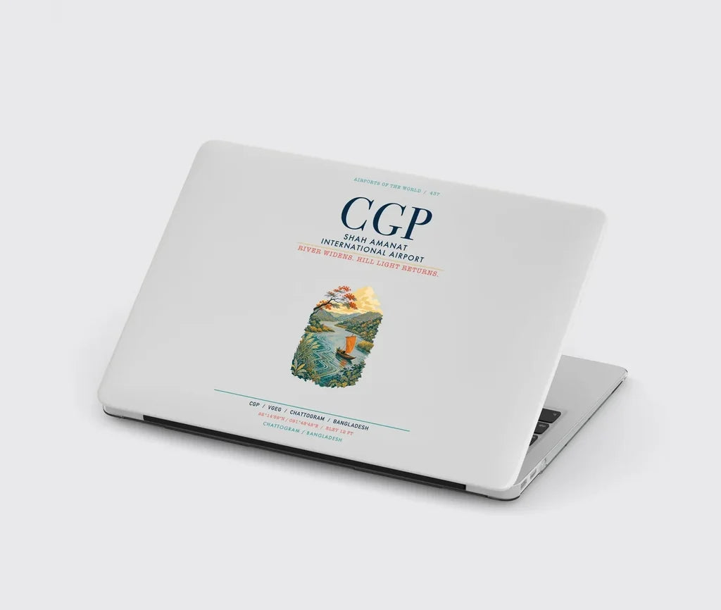 Shah Amanat International Airport Chattogram (CGP) design on light gray MacBook case