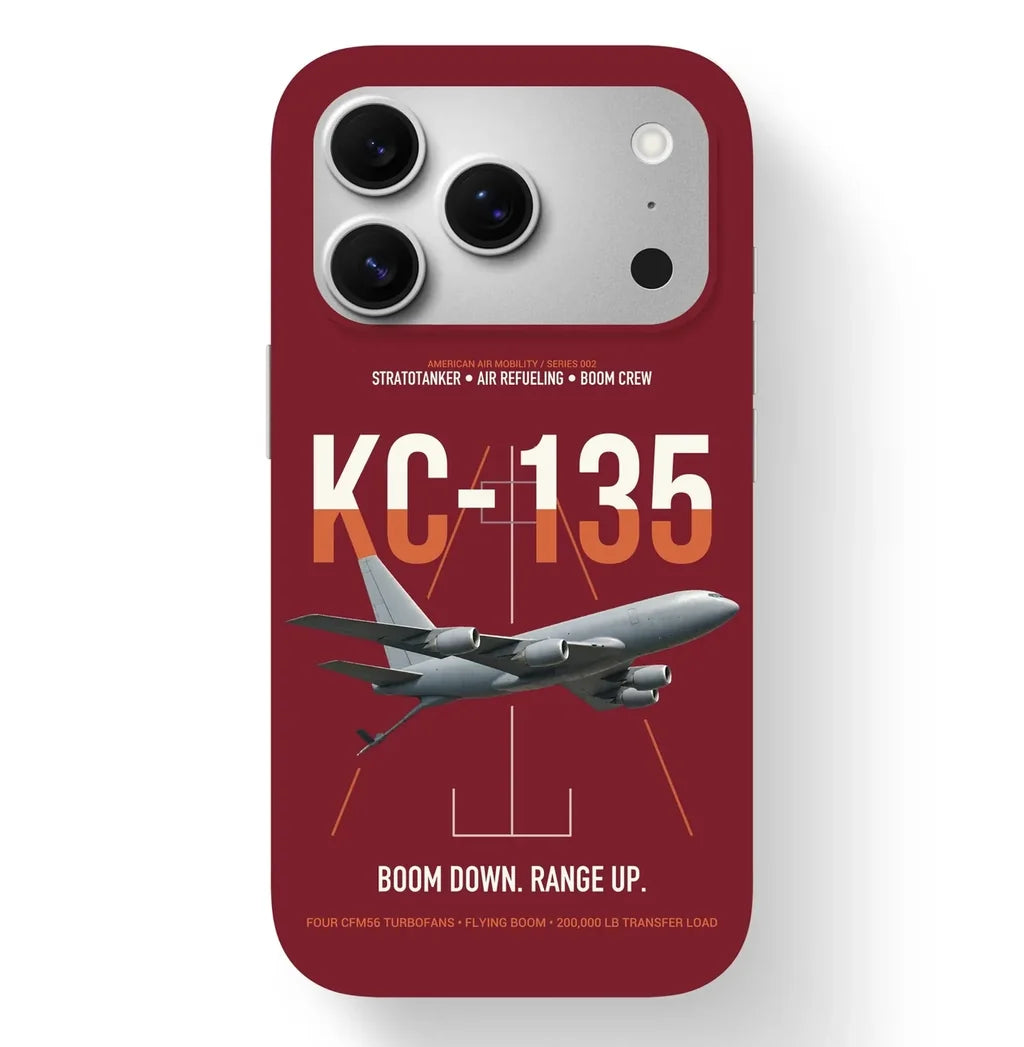 KC-135 STRATOTANKER design on dark red magsafe iphone case, for iPhone 17 Pro