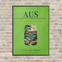 Thumbnail for Austin-Bergstrom International Airport AUS vertical canvas print - framed - light green background