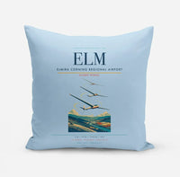 Thumbnail for Elmira Corning Regional Airport (ELM) design on light blue pillow