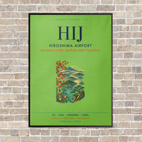Thumbnail for Hiroshima Airport HIJ vertical canvas print - framed - light green background