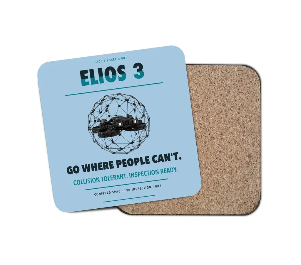 Flyability Elios 3 design on light blue 1 piece coaster