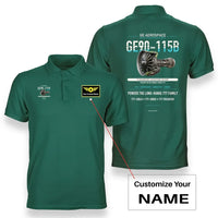 Thumbnail for GE90-115B design on green polo with custom name badge