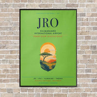 Thumbnail for Kilimanjaro International Airport JRO vertical canvas print - framed - light green background