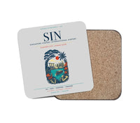 Thumbnail for Singapore Changi International Airport (SIN) design on light gray 1 piece coaster