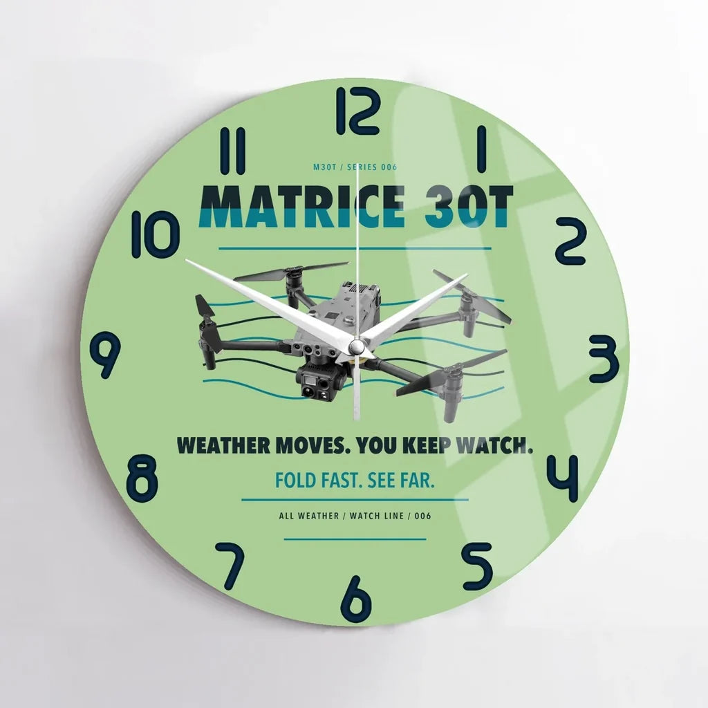 DJI Matrice 30T design on light green no frame wall clock
