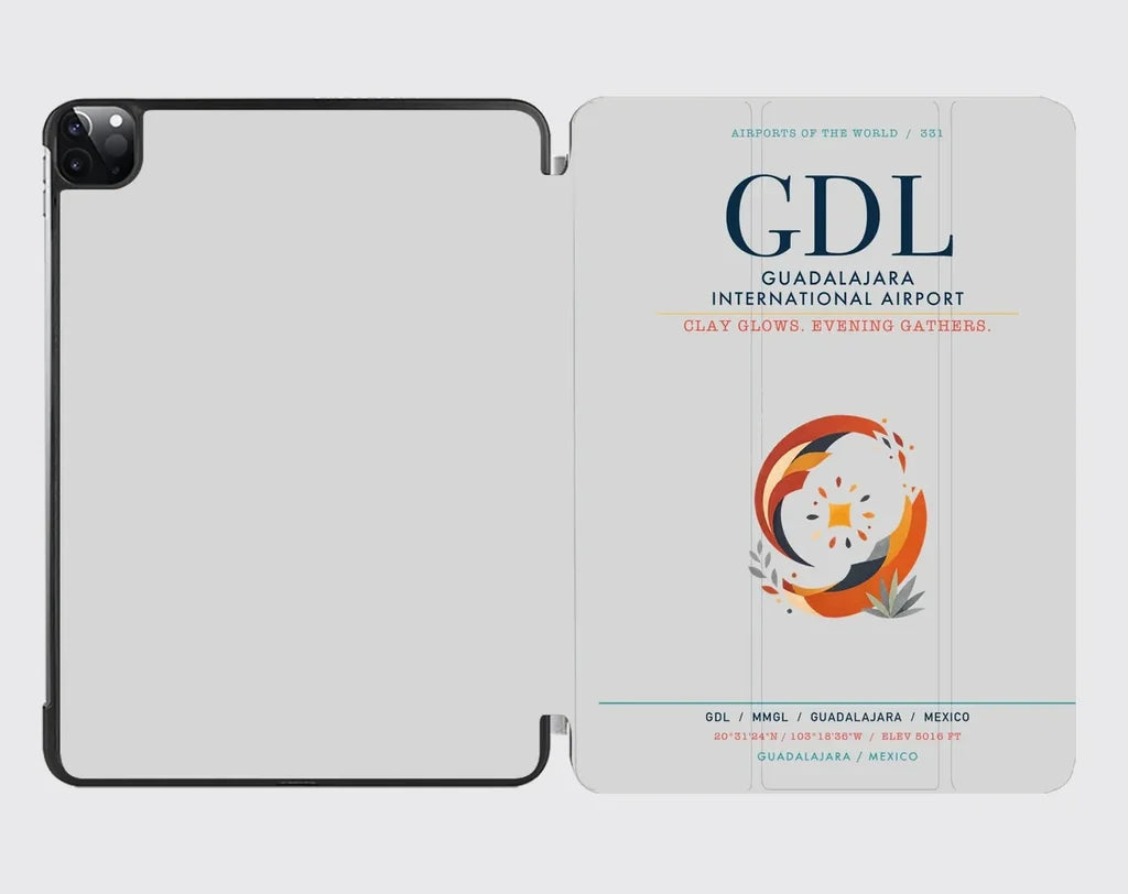 Guadalajara International Airport (GDL) design on light gray ipad tablet case