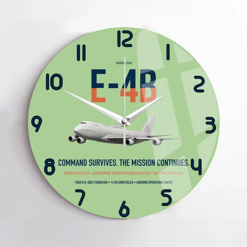E-4B Nightwatch design on light green no frame wall clock