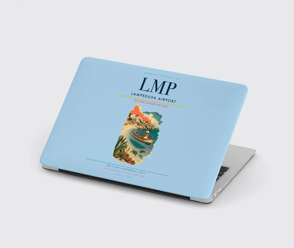 Lampedusa Airport (LMP) design on light blue MacBook case