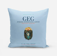 Thumbnail for Spokane International Airport (GEG) design on light blue pillow
