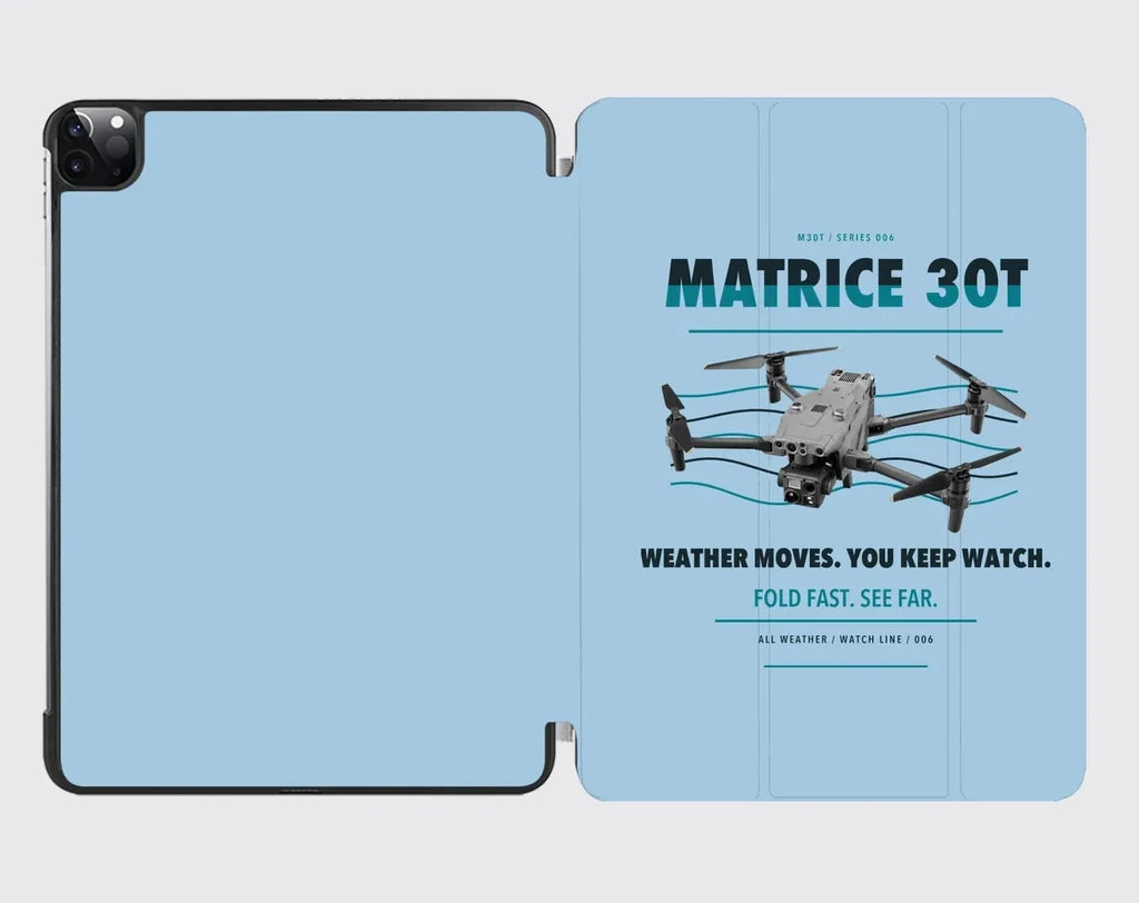 DJI Matrice 30T design on light blue ipad tablet case