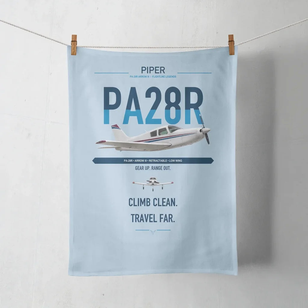 Piper PA-28R Arrow III design on light blue towel