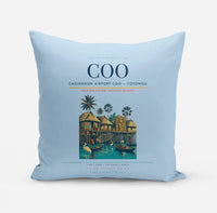 Thumbnail for Cadjehoun Airport (COO) design on light blue pillow