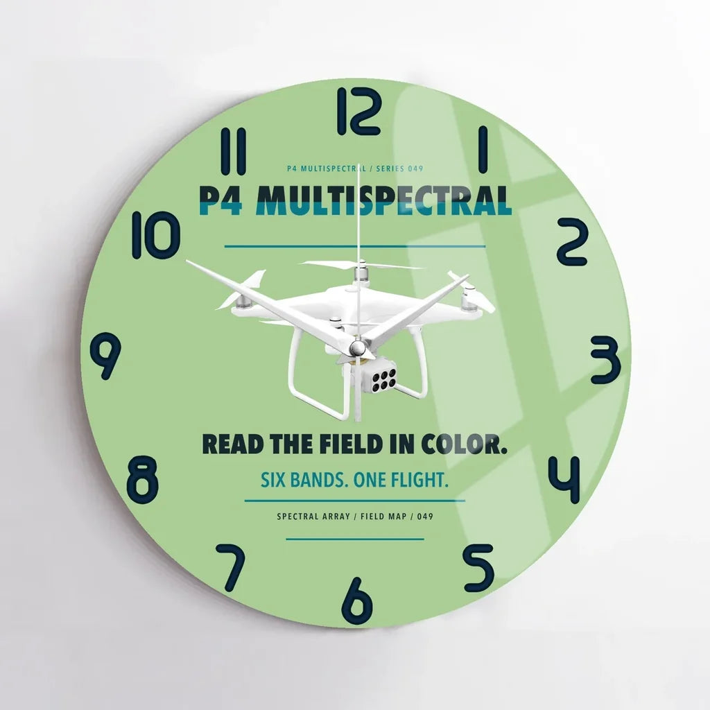 DJI P4 Multispectral design on light green no frame wall clock