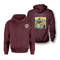 Thumbnail for VINTAGE G4028 - The Glacier Pilots - Double-Side Hoodie design on darkred double side
