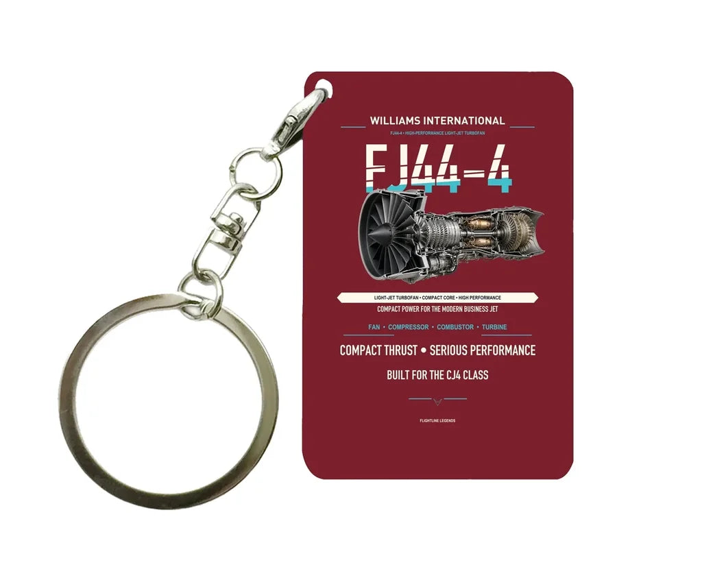 FJ44-4 Key Chain design on dark red key chain