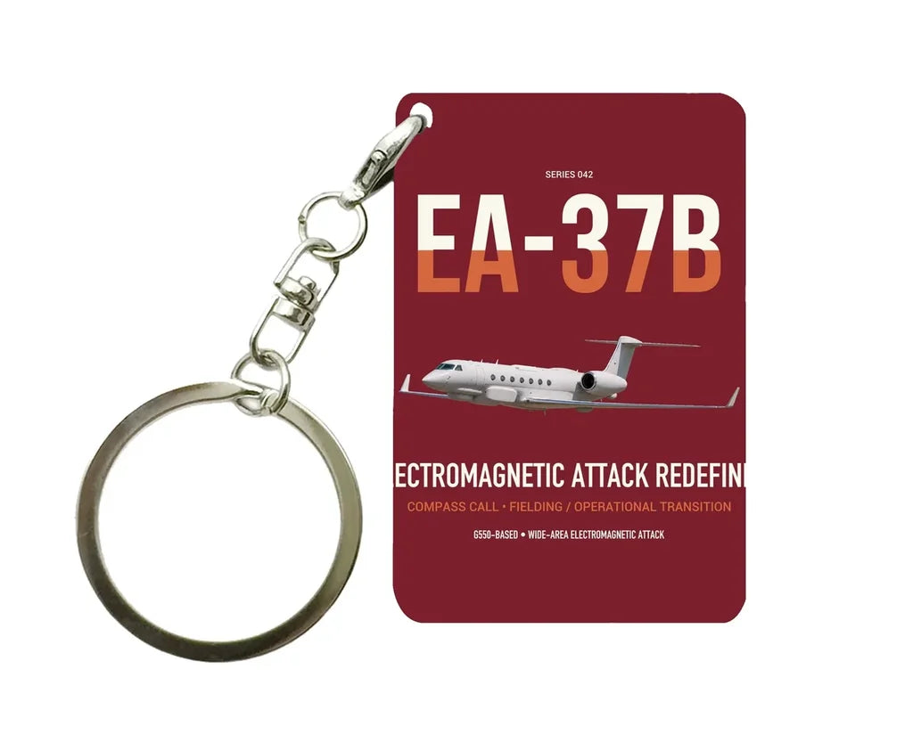 EA-37B Compass Call design on dark red designed key chain, double-side print