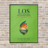 Thumbnail for Murtala Muhammed International Airport LOS vertical canvas print - framed - light green background