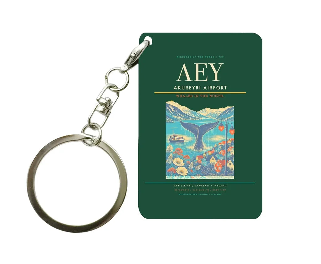 Akureyri Airport (AEY) design on dark green key chain