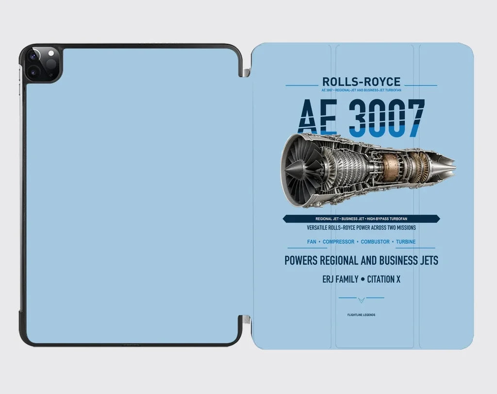 AE 3007 design on light blue ipad tablet case
