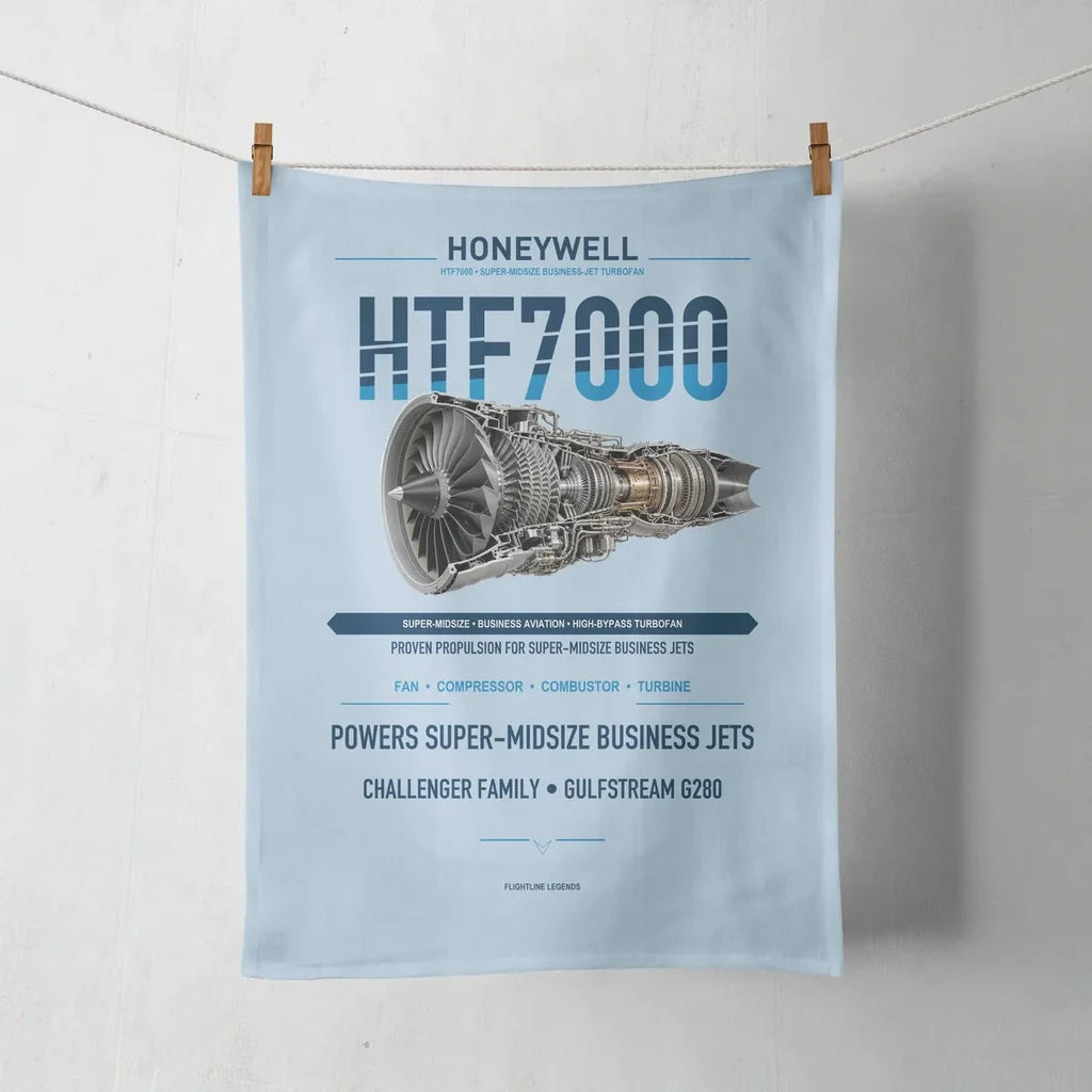HTF7000 design on light blue towel