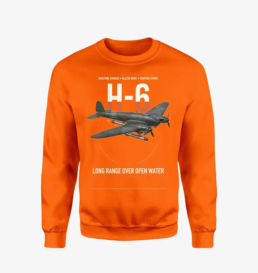 Heinkel He 111H-6 design on orange sweatshirt