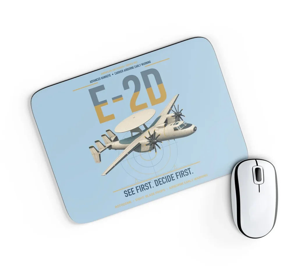 E-2D Advanced Hawkeye design on light blue rectangle mouse pad