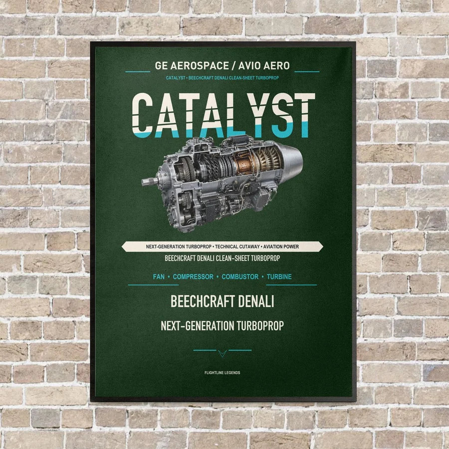 CATALYST vertical canvas print - framed - dark green background