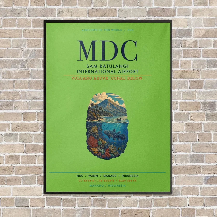 Sam Ratulangi International Airport MDC vertical canvas print - framed - light green background