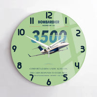 Thumbnail for Bombardier Challenger 3500 design on light green no frame wall clock