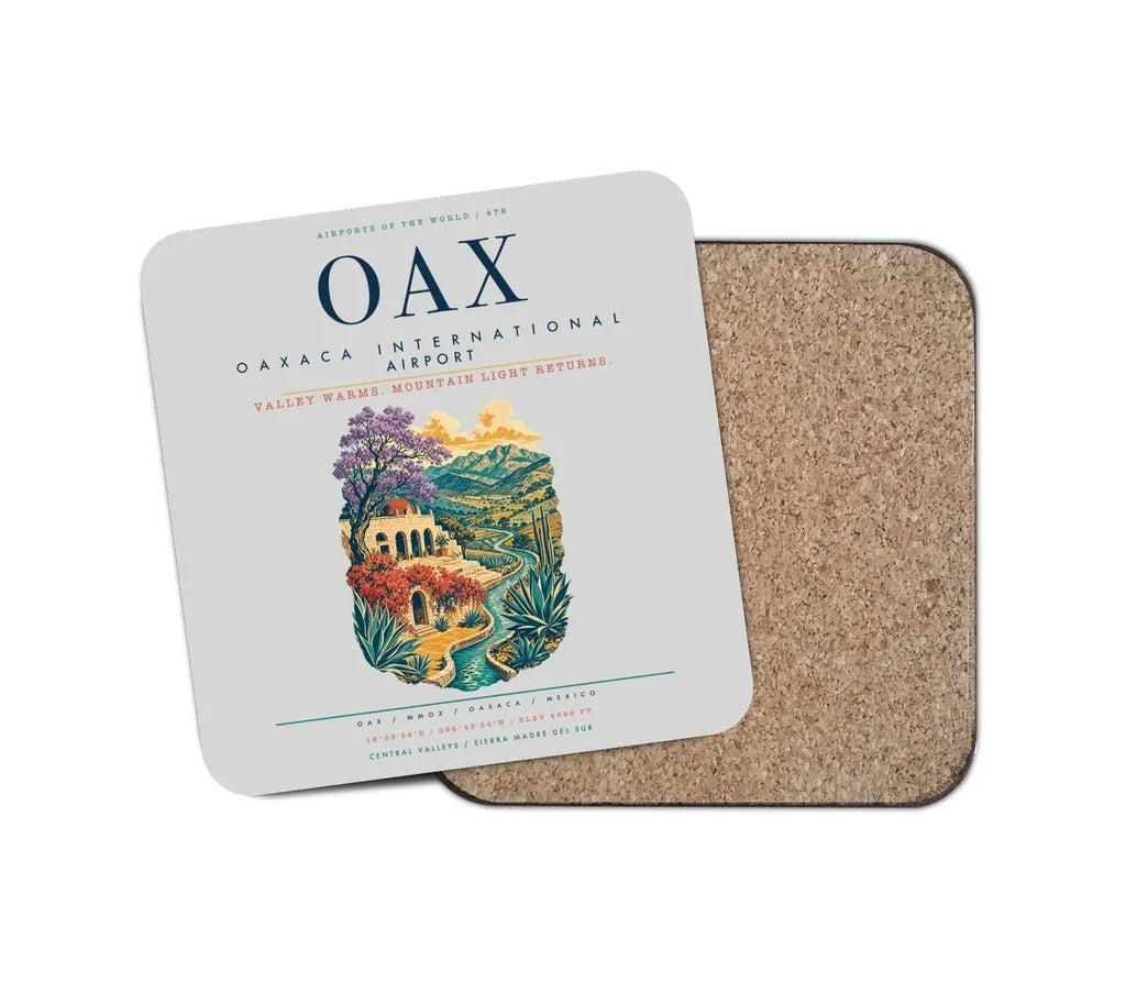 Oaxaca International Airport (OAX) design on light gray 1 piece coaster