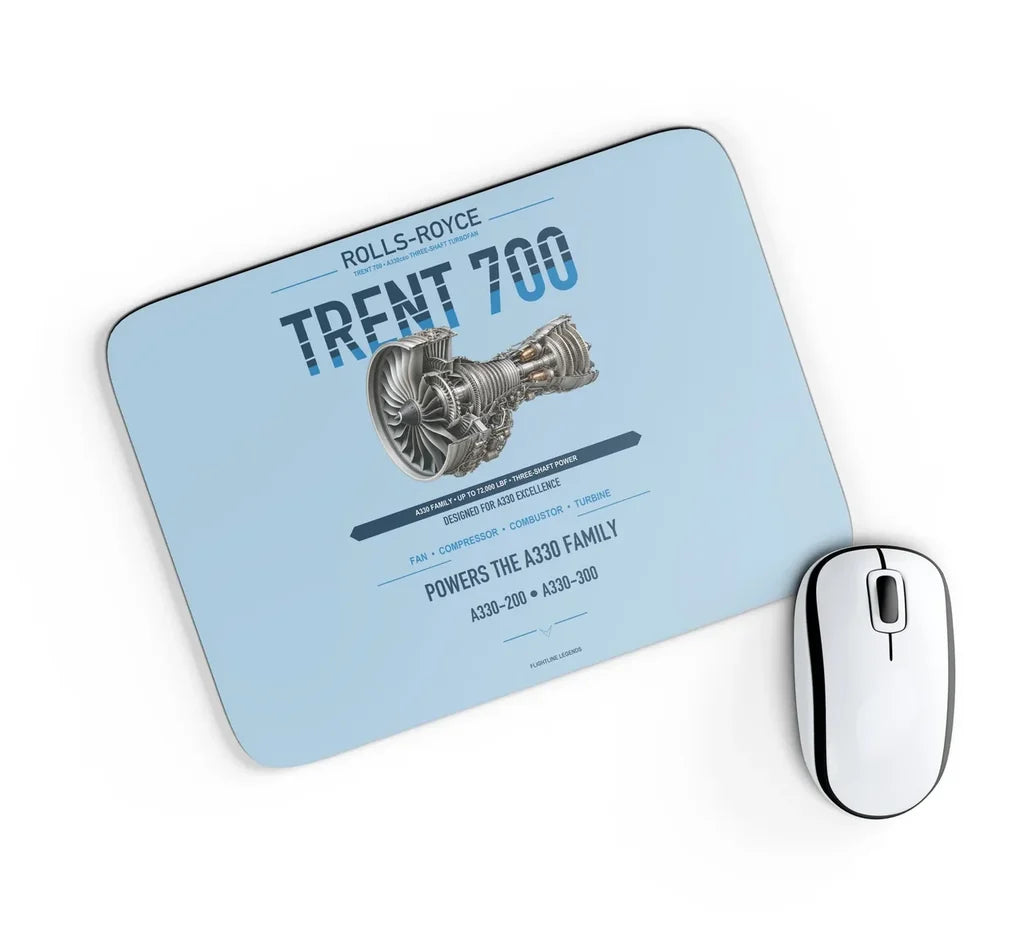 TRENT 700 design on light blue rectangle mouse pad