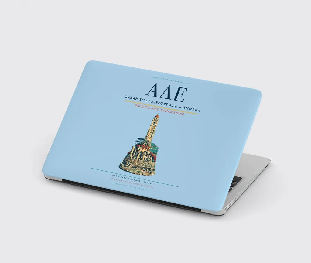 Rabah Bitat Airport (AAE) design on light blue MacBook case