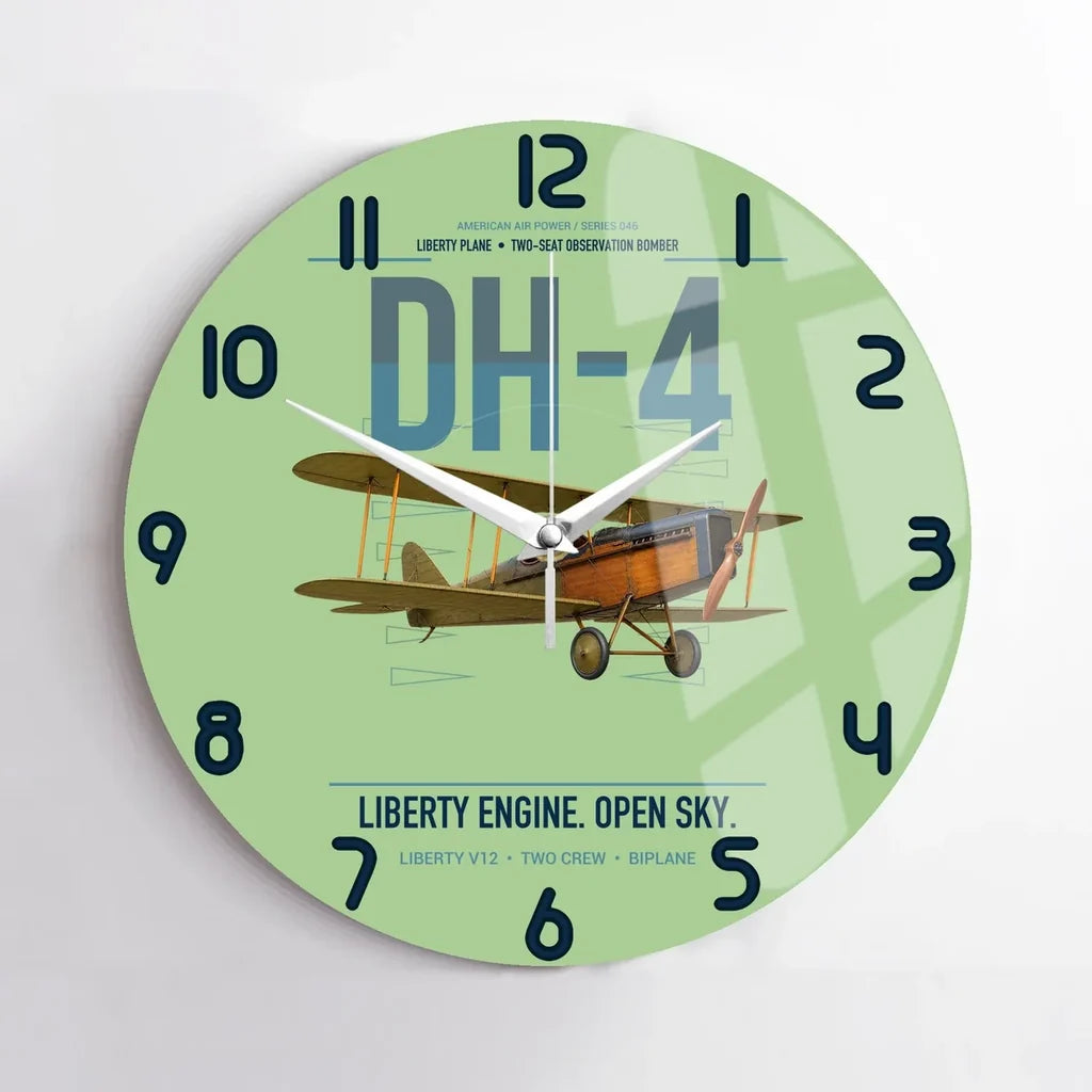 Airco DH-4 Liberty Plane design on light green no frame wall clock